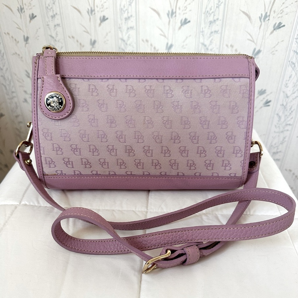 Dooney & Bourke Purple Canvas & Leather Monogram Crossbody